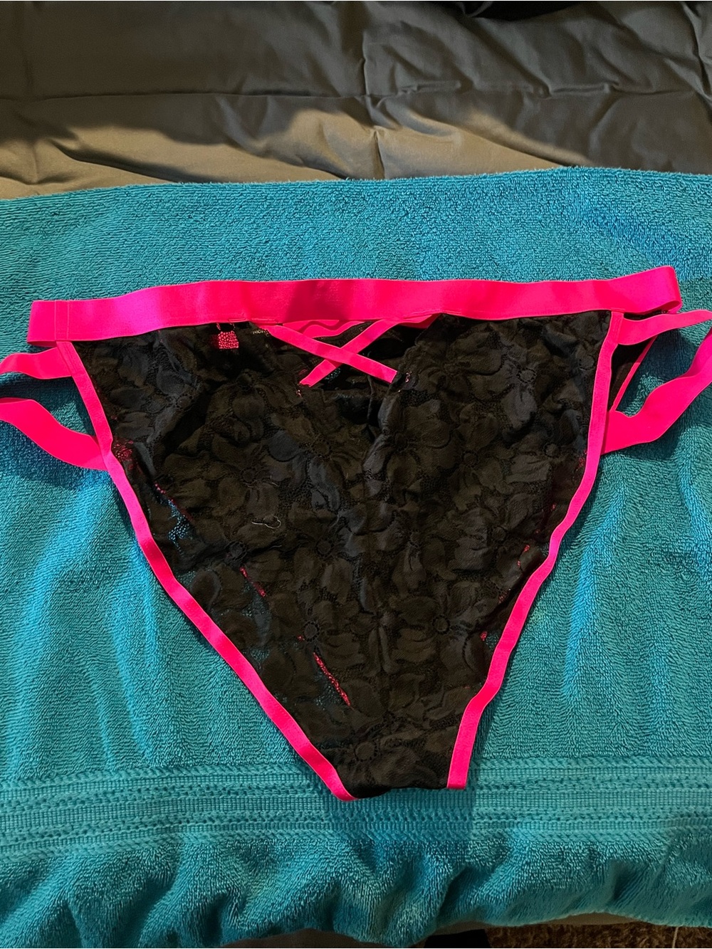 torrid Black Lace Briefs with Hot Pink Waistband